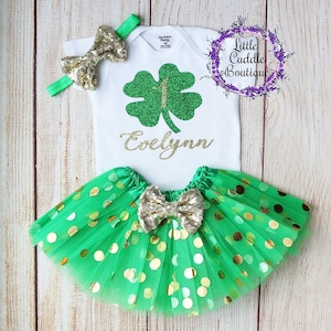 Personalized St. Patrick&#39;s Day Birthday Tutu Outfit, St. Patrick&#39;s Day Outfit, March Birthday Party, Shamrock Outfit, St. Patty&#39;s Day,