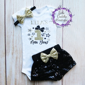 Personalized First New Year&#39;s Baby Shorts Outfit, Holiday Outfit, My First New Years, NYE Outfit, Holiday Photos, New Years Eve, New Year