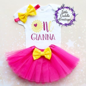 Personalized Sunshine Birthday Tutu Outfit, Sunshine Tutu Outfit, You Are My Sunshine Birthday Party, Sun Outfit, Sun Bodysuit, Sunshine