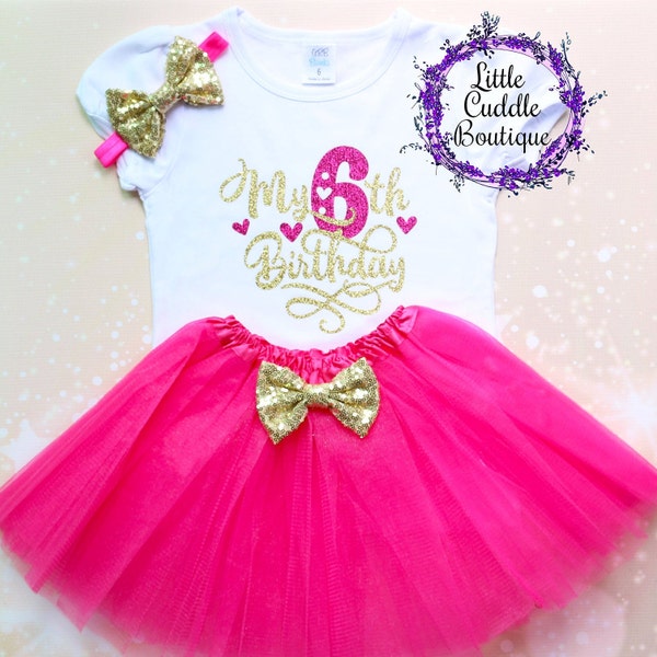 Tenue tutu pour mon 6e anniversaire, tenue d'anniversaire de sixième fille, tenue d'anniversaire de 6 ans, chemise 6e anniversaire, fête de six ans, six et impertinent