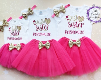 Big Sister Middle Sister Little Sister Tutu Outfits, Sibling Outfits, Little Sis Shirt, Big Sis Shirt, Sisters Outfits, Sister Shirts, Sis