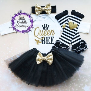 Queen Bee Baby Tutu Outfit, Bumble Bee Outfit, Bee Birthday Outfit, Baby Girl Outfit, Queen Bee Shirt, Coming Home Outfit, Bumble Bee, Bee