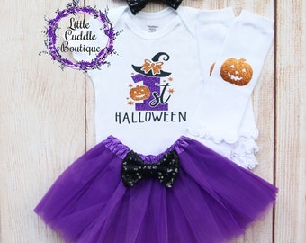 Eerste Halloween-babytutu-outfit, vakantie-baby-outfit, herfst baby-outfit, 1e Halloween-shirt, Halloween-outfit, Halloween-babycadeau, herfst
