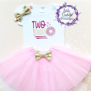 Two Sweet Donut Second Birthday Tutu Outfit, Donut 2nd Birthday Outfit, Ice Cream Sundae, Sweet Birthday Shirt, Donut 2nd Birthday Outfit