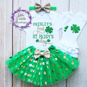 Personalized St. Patrick&#39;s Day Outfit, St. Patrick&#39;s Day Bodysuit, First St. Patrick&#39;s Day Outfit, St. Paddy&#39;s Day Outfit, Shamrock Outfit