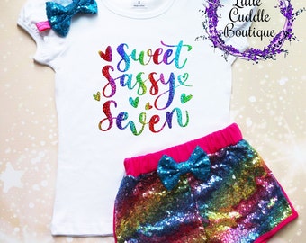 Ensemble short pour 7 ans adorable et impertinent, tenue d'anniversaire pour fille de 7 ans, 7 ans et impertinents, tenue pour 7e anniversaire, fête de sept ans