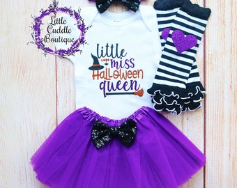 Baby tutu-outfit Little Miss Halloween koningin, outfit eerste Halloween, babycadeau Halloween, outfit Halloween-meisje, baby, schattige Halloween, herfst