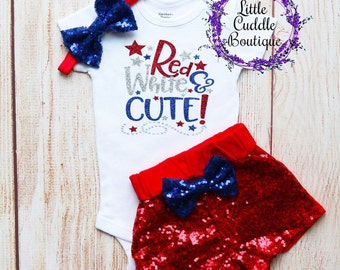 Red White & Cute Fourth of July Outfit, 1st Fourth of July Bodysuit, Patriotic Baby, 4th of July Outfit, Firework Outfit, Red White And Blue