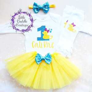 Personalized Rubber Ducky Birthday Tutu Outfit, Duck Birthday, Rubber Ducky Party, Bathtub Birthday, Animal Party, Rubber Duck 1st Birthday