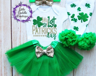 Mein 1. St. Patrick's Day Tutu Outfit, St. Patrick's Day Bodysuit, Erstes St. Paddy's Day Outfit, Shamrock Outfit, 1st St. Patrick's Day
