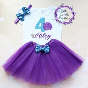 Personalisiertes Muschel Geburtstag Tutu Outfit, Unter dem Meer Geburtstag, Meerjungfrau Party, Muschel Geburtstag Outfit, Meerjungfrau Geburtstagsfeier, Meer