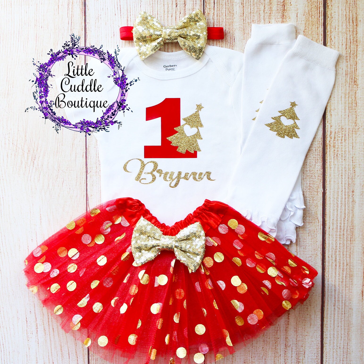 Personalized Christmas  First Birthday Girl Tutu Outfit, Birthday Outfit, Christmas Birthday, First Christmas Outfit, First Party Holiday