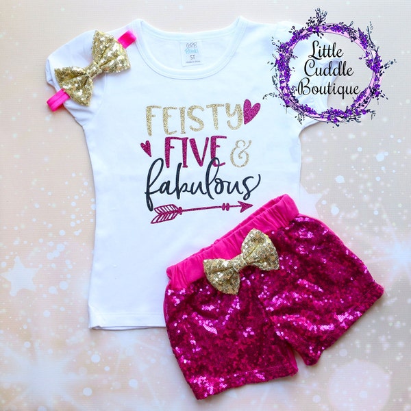 Cinq ans et fabuleux, tenue short pour le 5e anniversaire, tenue d'anniversaire pour fille de 5 ans, 5 ans et fabuleux, tenue pour 5e anniversaire, cinq ans