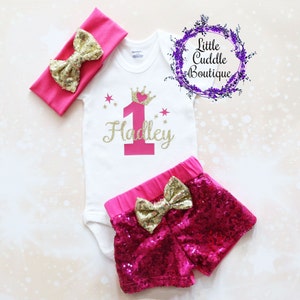 Personalized Princess First Birthday Shorts Outfit, First Birthday Shirt, Birthday Onesie, Baby Princess Birthday Outfit, Photo Shoot Outfit