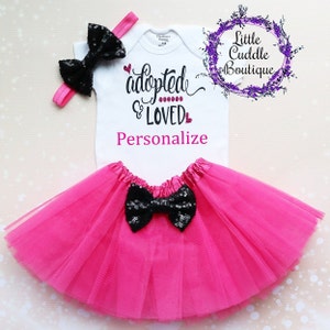 Adopted and Loved Baby Tutu Outfit, New Baby Outfit, Adopted Gift, Adoption Outfit, Baby Coming Home Outfit, New Parents Gift, Newborn