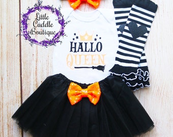 Hallo koningin baby tutu-outfit, shirt eerste Halloween, Halloween-outfit, Halloween, herfst, 1e Halloween, baby-outfit Halloween, Halloween