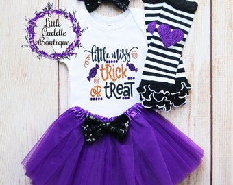 Little Miss Trick Or Treat babytutu-outfit, eerste Halloween-outfit, Halloween-babycadeau, outfit Halloween-meisje, baby, schattige Halloween, herfst
