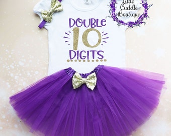 Double Digits 10th Birthday Tutu Outfit,  Girl Birthday Outfit, 10 Year Old Birthday Outfit, 10th Birthday Shirt, Ten Year Old Party, 10th