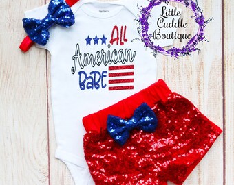 All American Babe Fourth of July Outfit, 1st Fourth of July Bodysuit, Patriotic Baby, 4th of July Outfit, Firework Outfit, First July Shirt