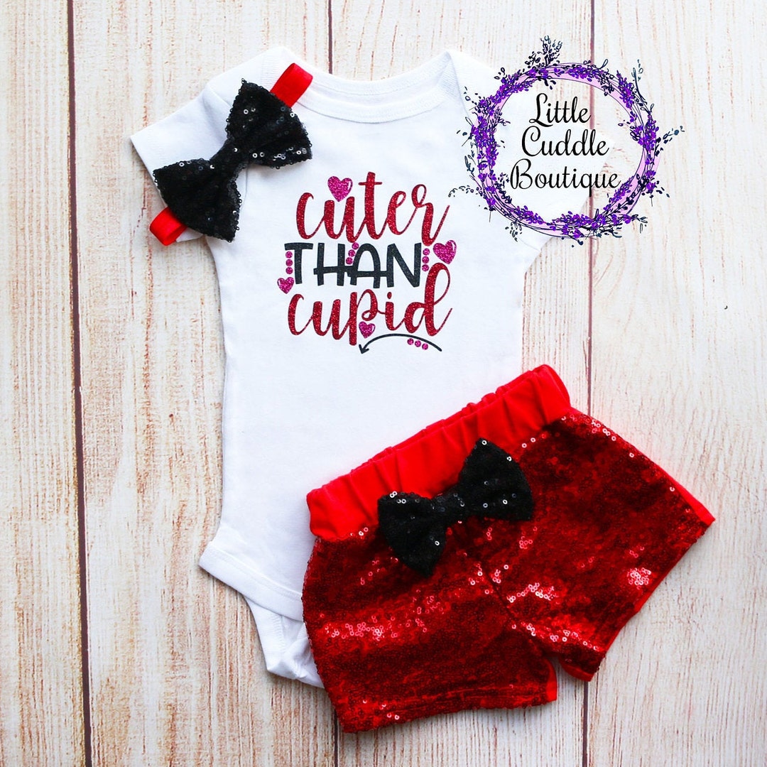 Cuter Than Cupid Shorts Outfit, Holiday Outfit, Valentine Bodysuit