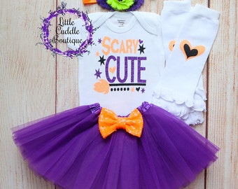 Scary Cute Halloween Baby Girl Outfit, Holiday Baby Outfit, Fall Baby Outfit, First Halloween Shirt, Halloween Outfit, Halloween, 1st Fall