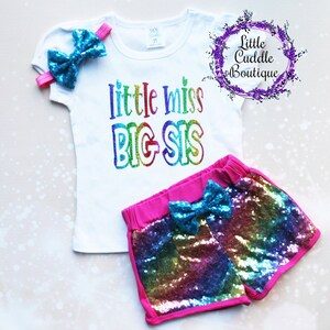 Little Miss Big Sis Shorts Outfit, Sibling Outfit, Big Sister Shirt, Sister Outfit, Big Sister Gift, Sibling Shirt, Pregnancy Announcement