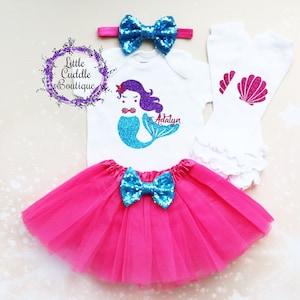 Personalisiertes Mermaid Birthday Tutu Outfit, Baby Outfit, Under The Sea Birthday, First Birthday Outfit, Seashell Birthday Outfit, Mermaid