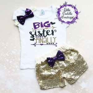 Big Sister Finally Shorts Outfit, Sibling Outfit, Big Sister Shirt, Sister Outfit, Big Sister Gift, Sibling Shirt, Pregnancy Announcement
