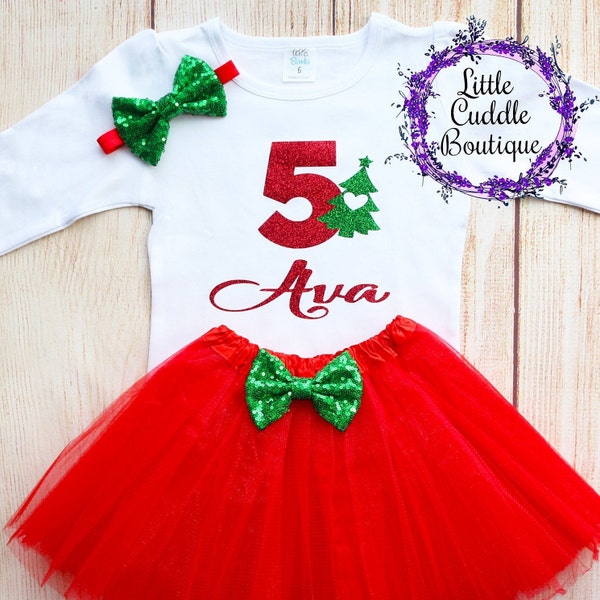 Personalized Toddler Christmas Birthday Tutu Outfit, Toddler Christmas Outfit, Holiday Birthday, December Party, Christmas Birthday Shirt