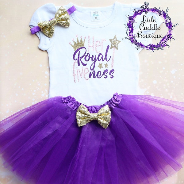 Her Royal Fiveness Birthday Tutu Outfit, Her Royal 5 Ness, 5 Year Old Birthday Outfit, 5th Birthday Shirt, Five Year Old Party, Five, 5th