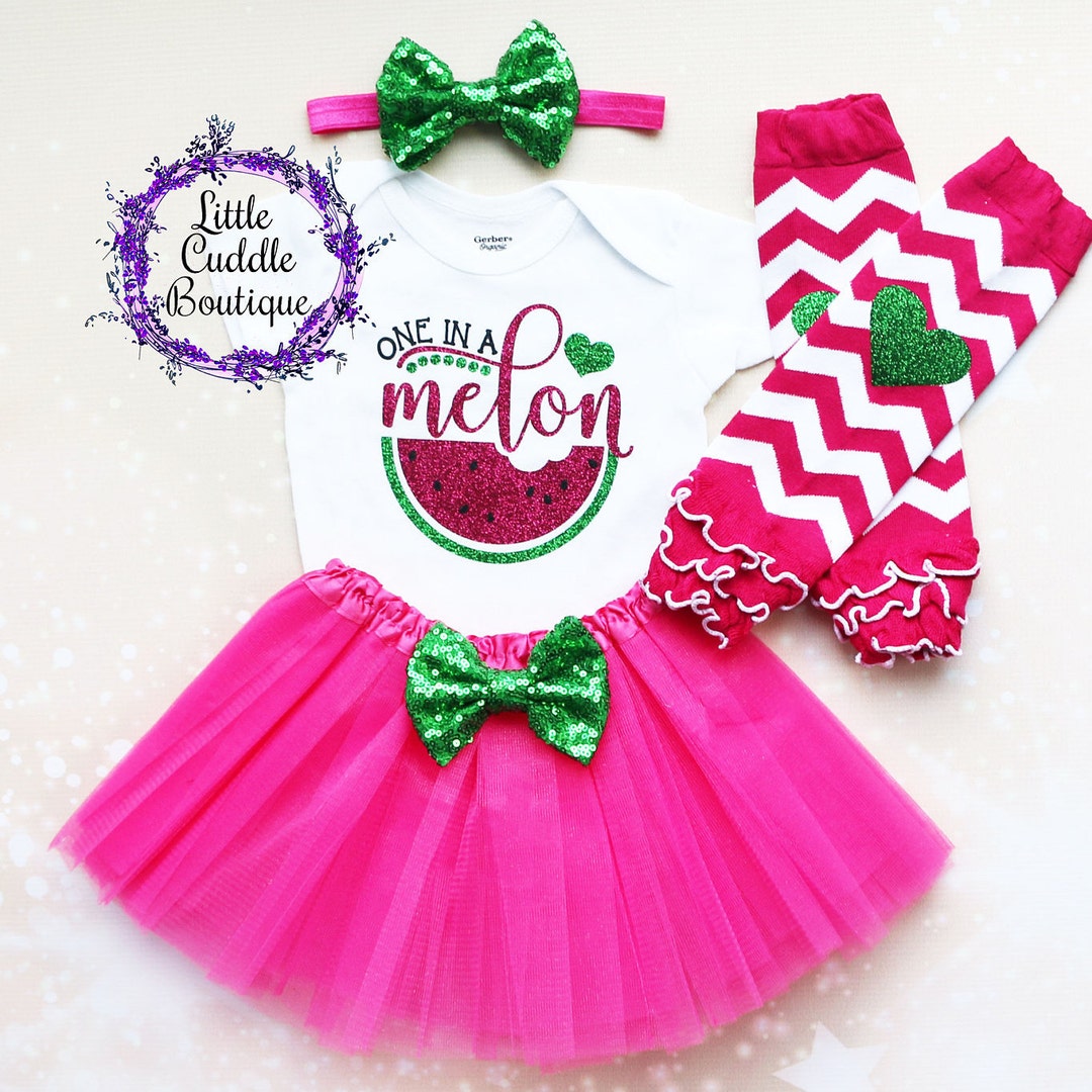 One in A Melon Baby Tutu Outfit Watermelon Birthday Outfit Etsy