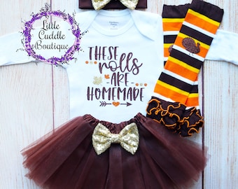 These Rolls Are Homemade Baby Tutu Outfit, Thanksgiving Baby Girl Outfit, Thanksgiving Skirt, 1st Thanksgiving Outfit, Turkey, First Holiday