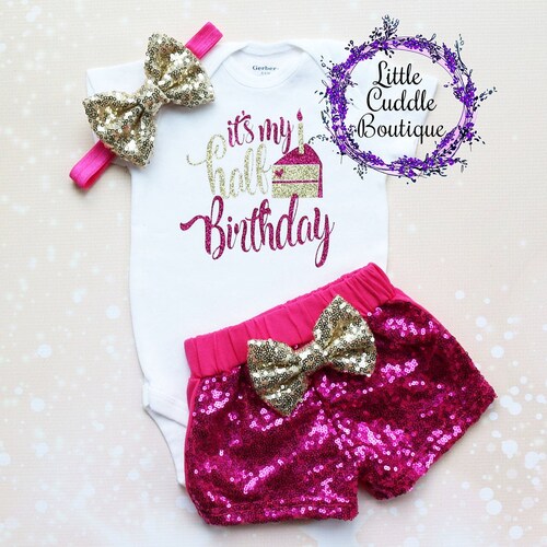 It's My Half Birthday Baby Shorts Outfit 6 Month Outfit Etsy