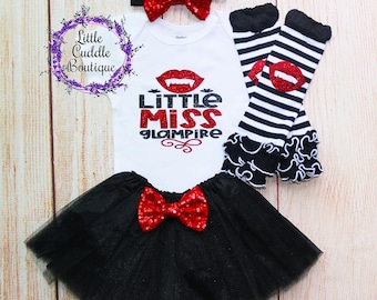 Baby tutu-outfit Little Miss Glampire, baby-outfit Halloween, shirt eerste Halloween, Halloween-outfit, Halloween, 1e Halloween, vampier
