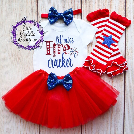 Little Miss Firecracker Tutu Outfit 4th of July First Baby Outfit