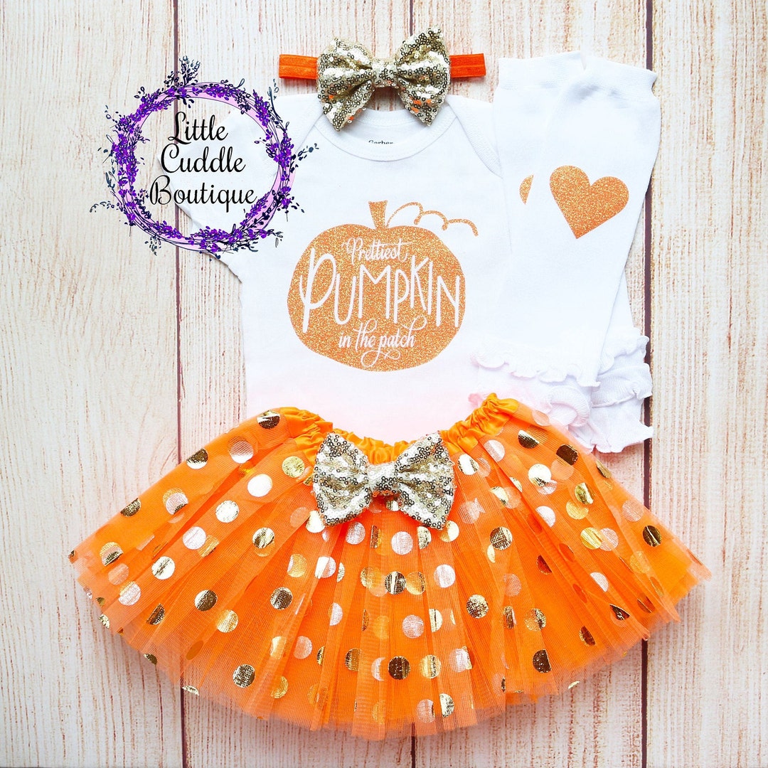 Baby Mädchen Halloween Kostüm - Kürbis Outfit 4-teilig
