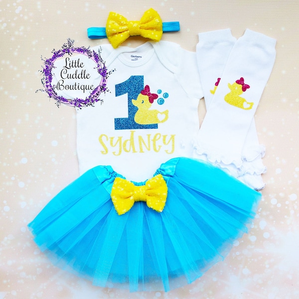 Personalized Rubber Ducky Birthday Tutu Outfit, Duck Birthday, Rubber Ducky Party, Bathtub Birthday, Animal Party, Rubber Duck 1st Birthday