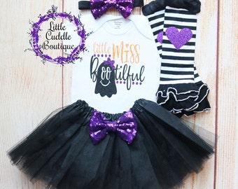 Baby tutu-outfit Little Miss Bootiful, baby-outfit vakantie, baby-outfit herfst, shirt eerste Halloween, Halloween-outfit, Halloween, 1e herfst