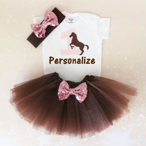 Personalized Horse First Birthday Tutu Outfit, First Birthday Outfit, Horse Outfit, Western Birthday Outfit, Brown Tutu, Horse Shirt