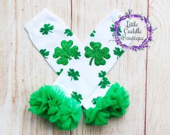St. Patrick's Day Leg Warmers, Saint Paddy's Day Outfit, Shamrock Warmers, 1st Holiday Baby Outfit, Four Leaf Clover Leggings, Saint Patrick