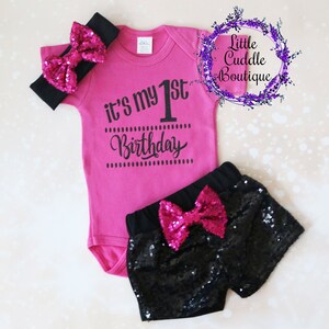 1st Birthday Girl Shorts Outfit, First Birthday Outfit, It&#39;s My 1st Birthday Outfit, Birthday Shirt, Birthday Bodysuits, Girl Birthday