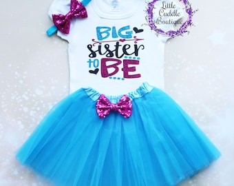 Big Sister To Be Tutu Outfit, Sibling Outfit, Big Sister Shirt, Sister Outfit, Big Sister Gift, Sibling Shirt, Pregnancy Announcement Shirt