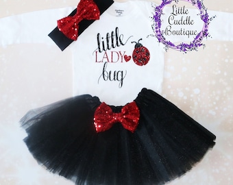 Little Lady Bug Baby Tutu Outfit, Baby Girl Outfit, Baby Tutu, Lady Bug Shirt, Lady Bug Bodysuit, Lady Bug Birthday, Photo Shoot Outfit