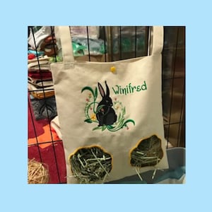 Large Personalized Rabbit/Guinea Pig Hanging Hay Bag/Hay Feeder