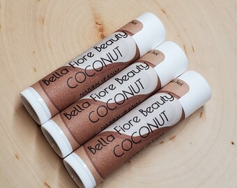 Hydrating Coconut Lip Balm, Natural Lip Balm for Dry Lips, Handmade Lip Care, Moisturizing for daily use