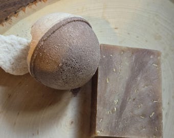 Oatmeal Milk Honey Goat Milk Soap & Bath Bomb Set, Handmade