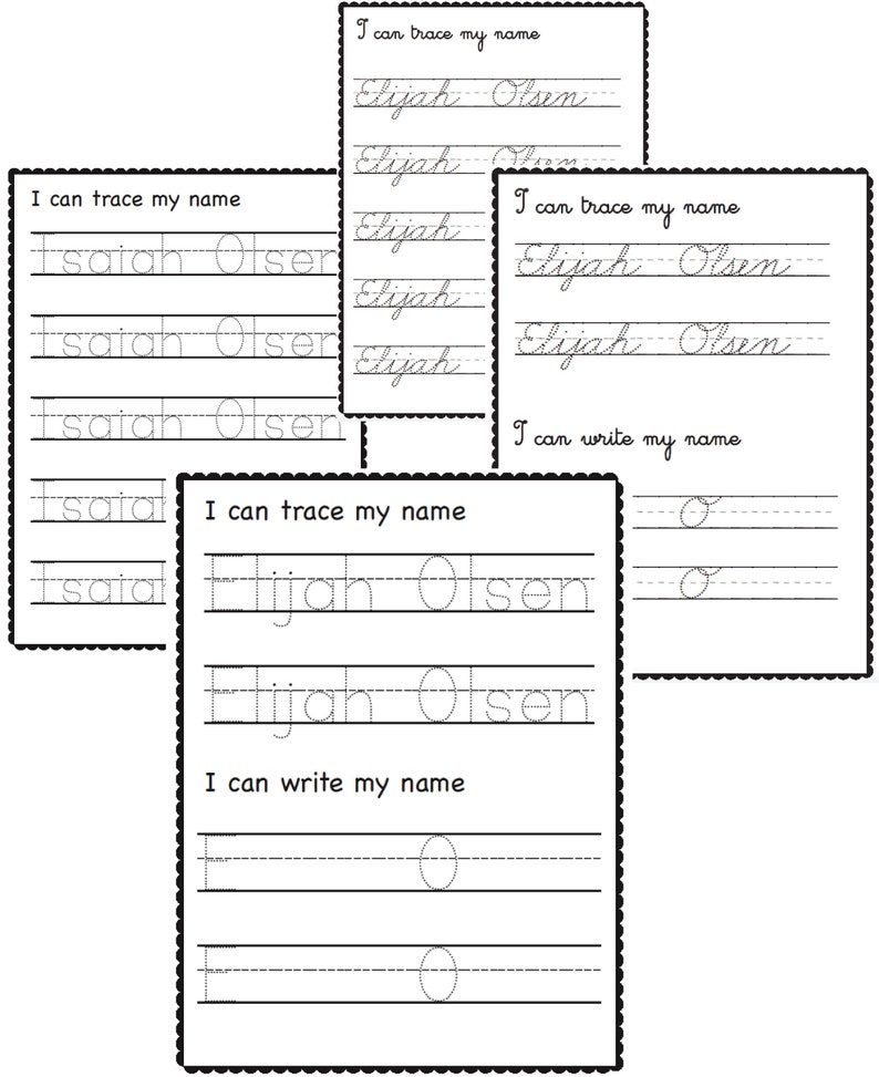 full name practice worksheets custom etsy
