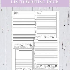 Writing Lined Paper with Editing language checklist for kindergarten, 1st, and 2nd grade