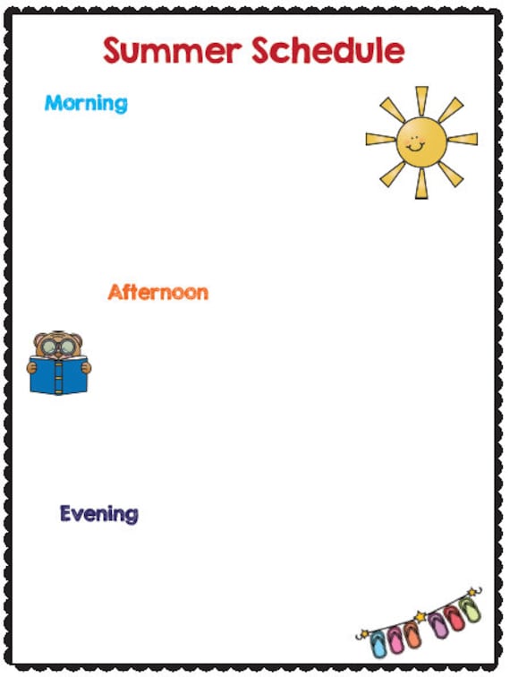 chores daily planner. Instant download-Custom Editable-Summer Schedule ...