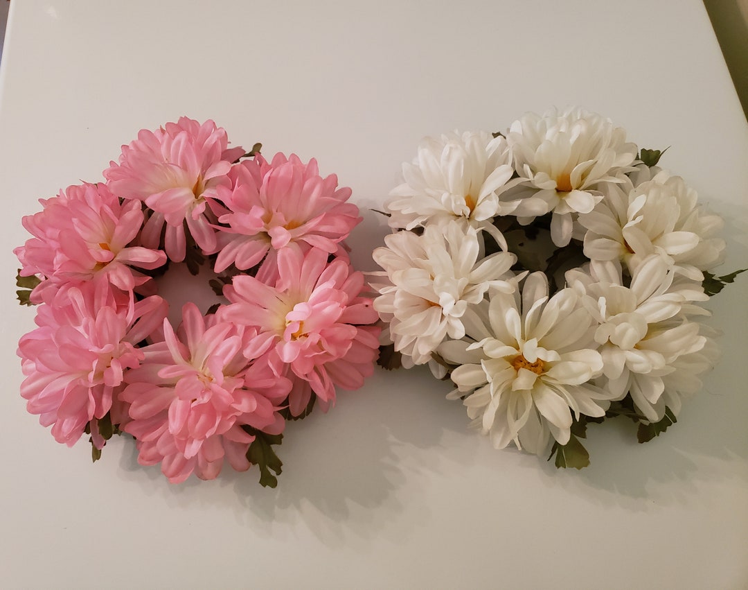 Vintage Artificial Silk Flower Candle Rings Etsy